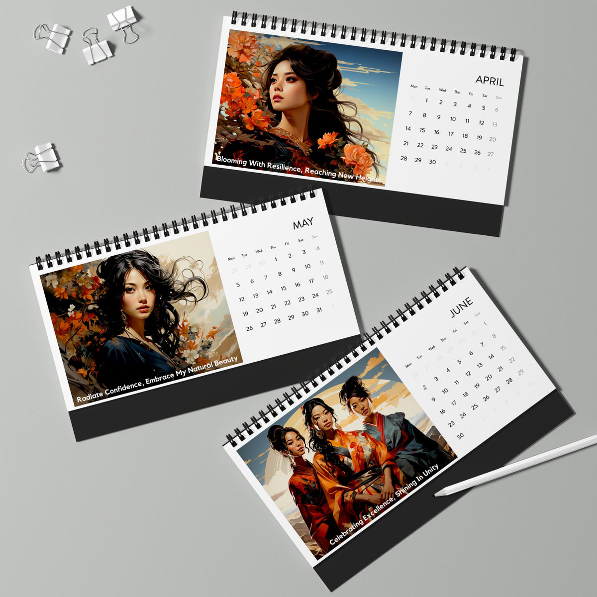 2025 Asian Women Of Venus Desk Calendar - - Diverse & Inspirational Multicultural Art for Women