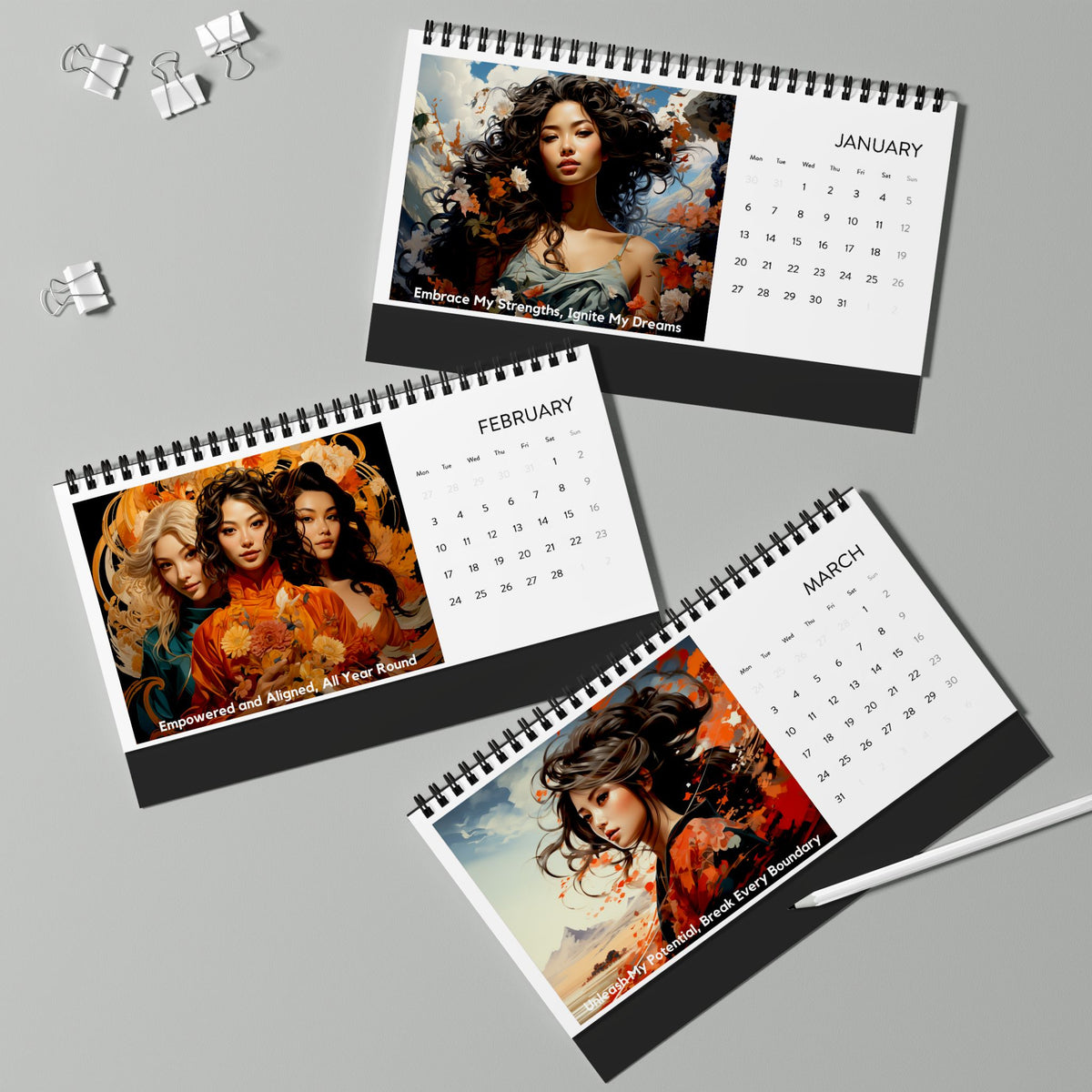 2025 Asian Women Of Venus Desk Calendar - - Diverse & Inspirational Multicultural Art for Women